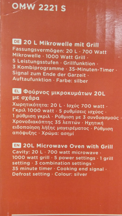 Ok.-OMW 2221 S-Microwave-Open Box-700 Watts