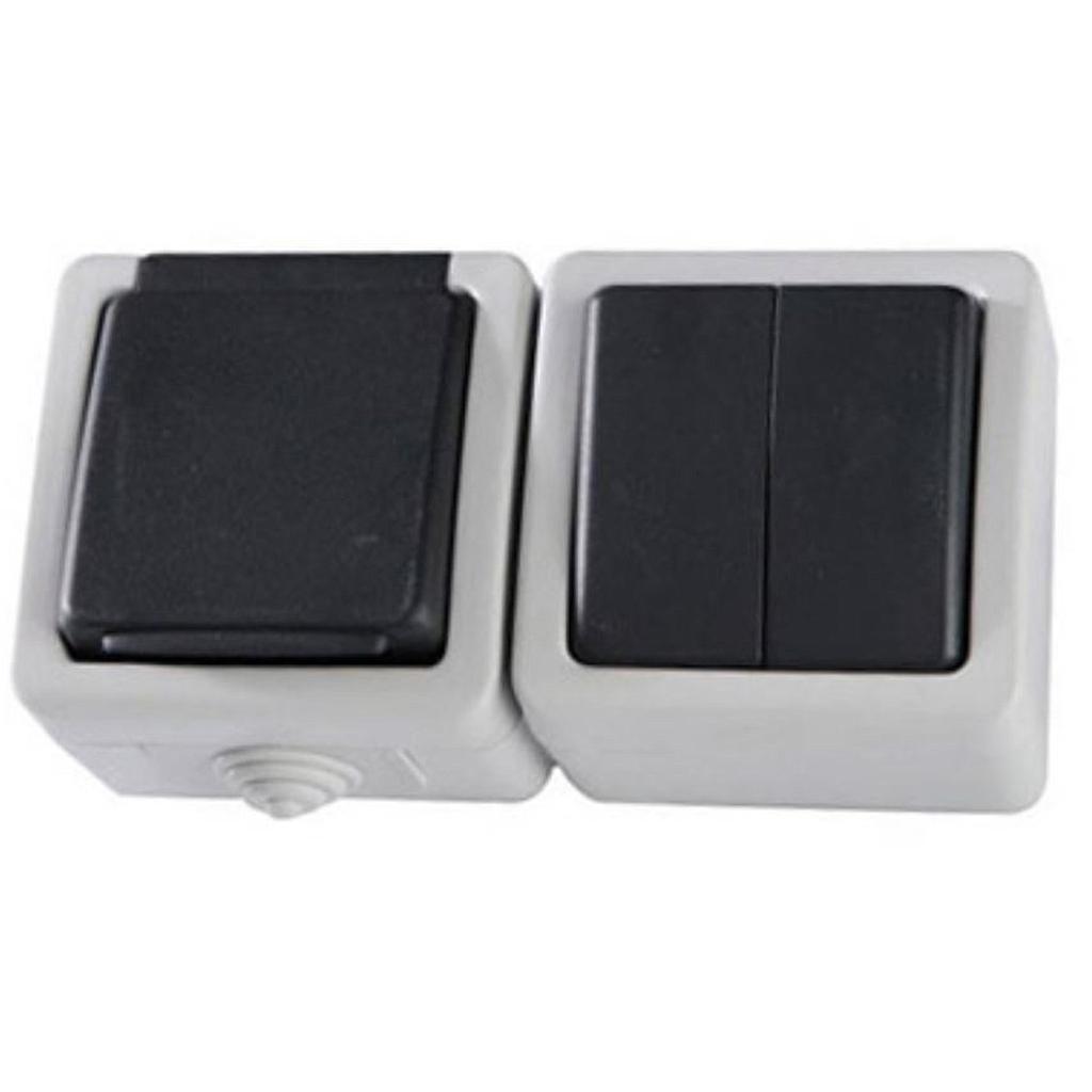 Socket Switch China New Surface  Mounte 2 Gang Switch &amp;1 Schuko Socket