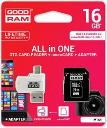 Adapter Card Reader Micro Card GoodRam M1A4 New USB 2.0 MicroUSB 2.0 16Gb Memory Card