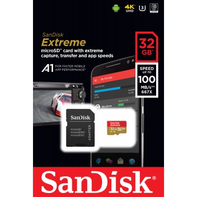 Adapter Micro Card Sandisk SanDisk Extreme A1 UHS-I U3 New Micro Memory Slot 32Gb Memory Card