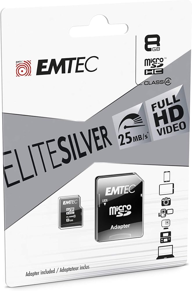 Adapter Micro Card Emtec ELITESILVER New Micro Memory Slot 8Gb Memory Card