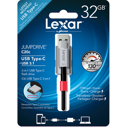 Usb Lexar JUMPDRIVE C20c USB Type-C + USB 3.1 New USB 3.1 32Gb USB Adapter